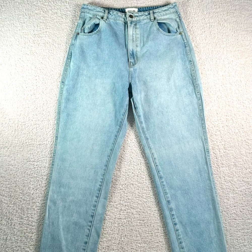Rollas Elle Super High Rise Relaxed Straight Leg Jeans Light Wash Size US 31